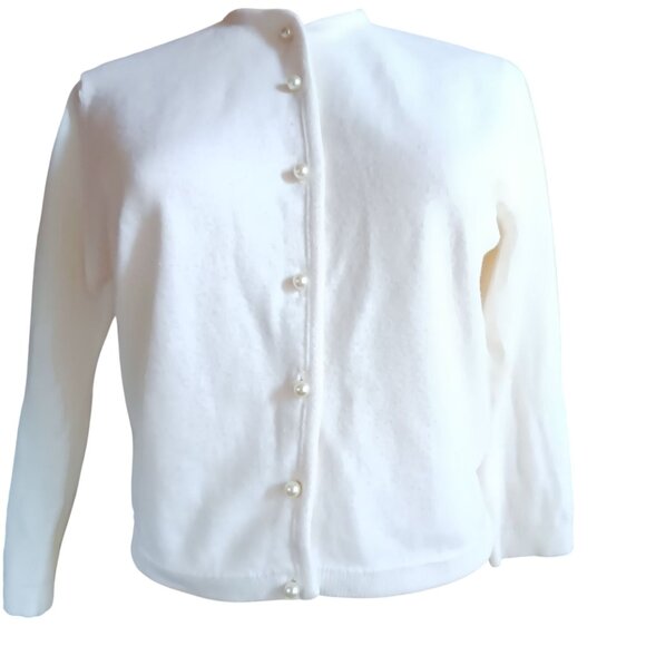 Vintage Women's Medium Cardigan Sweater 1970's Elegant Granny Taralan Pearly - Picture 3 of 6